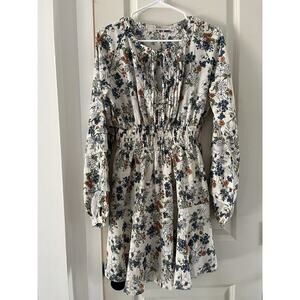 BNCI Women's Biba Pleated Peasant Dress Floral Tropical Multicolor Size M